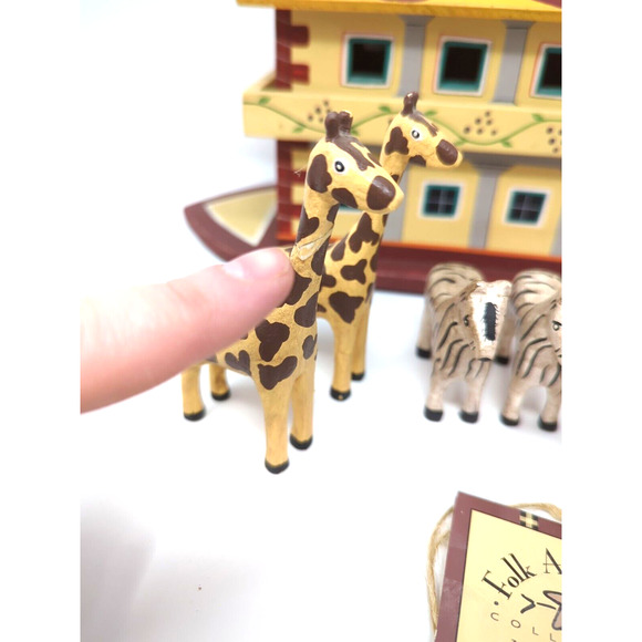 Randy Tate Noah's Ark wooden set 8 animals carvings folk art collection - Picture 6 of 15